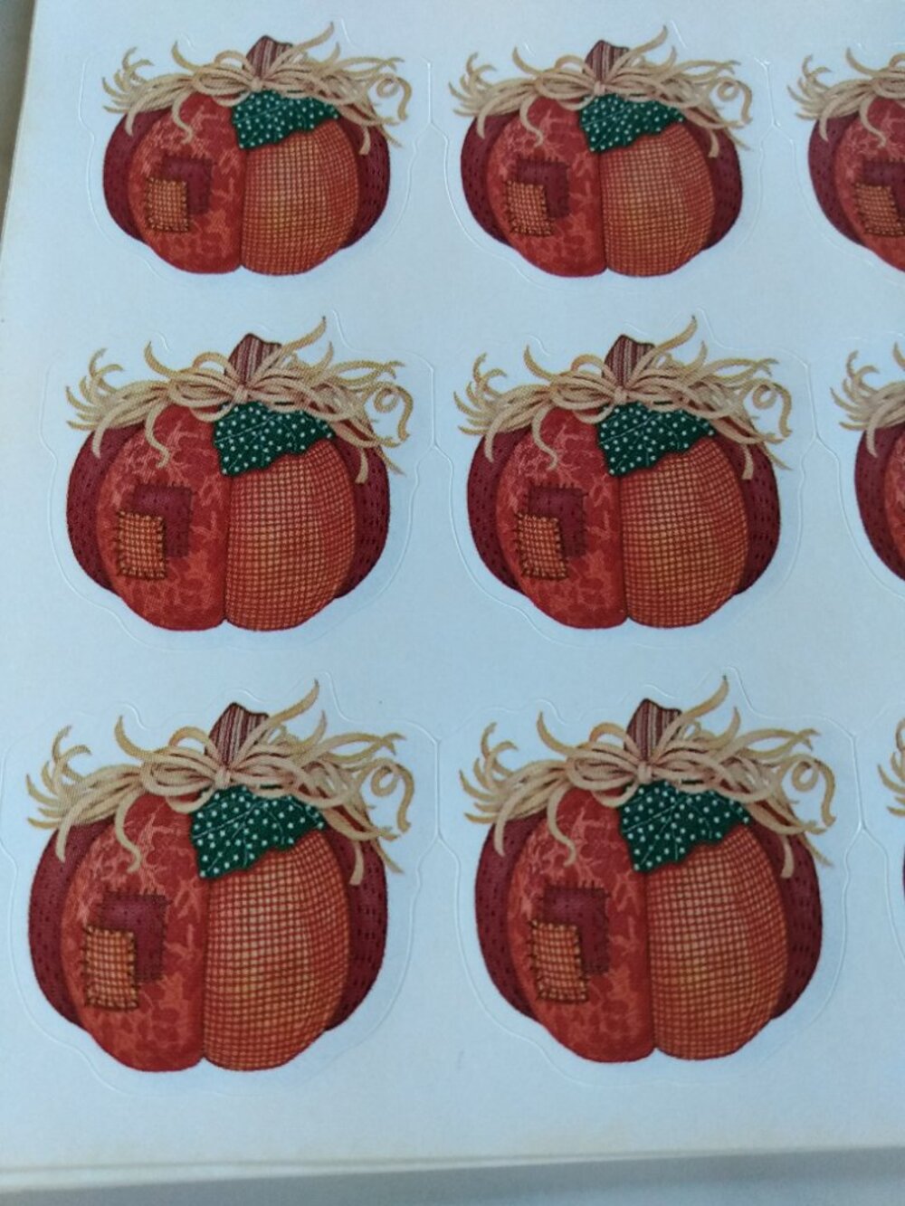 Vintage 90s Halloween Stickers Hallmark Patchwork Pumpkins and Scarecrows - Picture 9 of 16